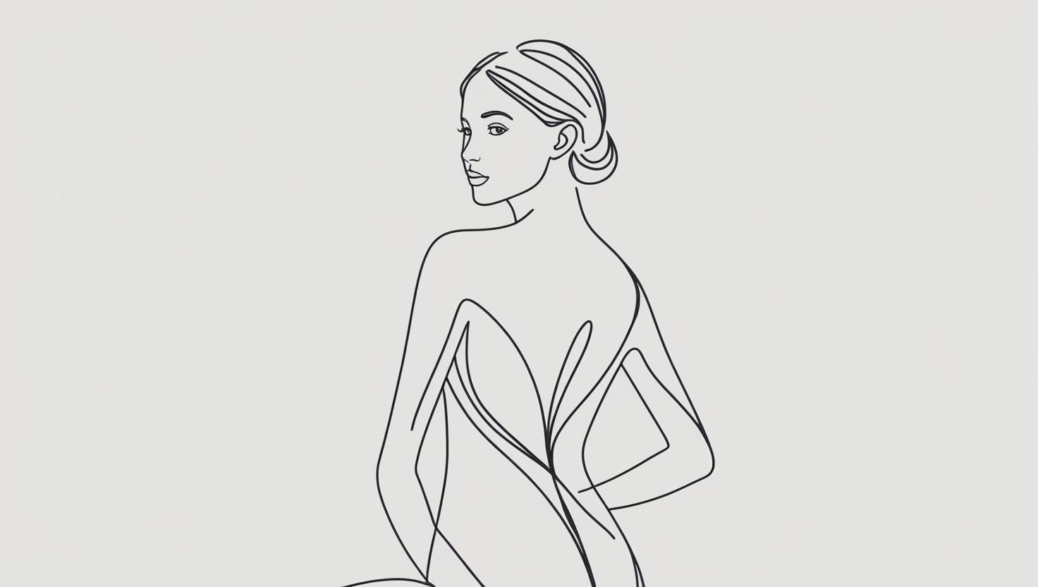 One line elegant pose